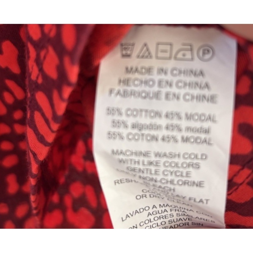 Michael kors Women's L Animal Print Top Cotton Blend 3/4 Sleeve Red Date Night - Picture 3 of 7